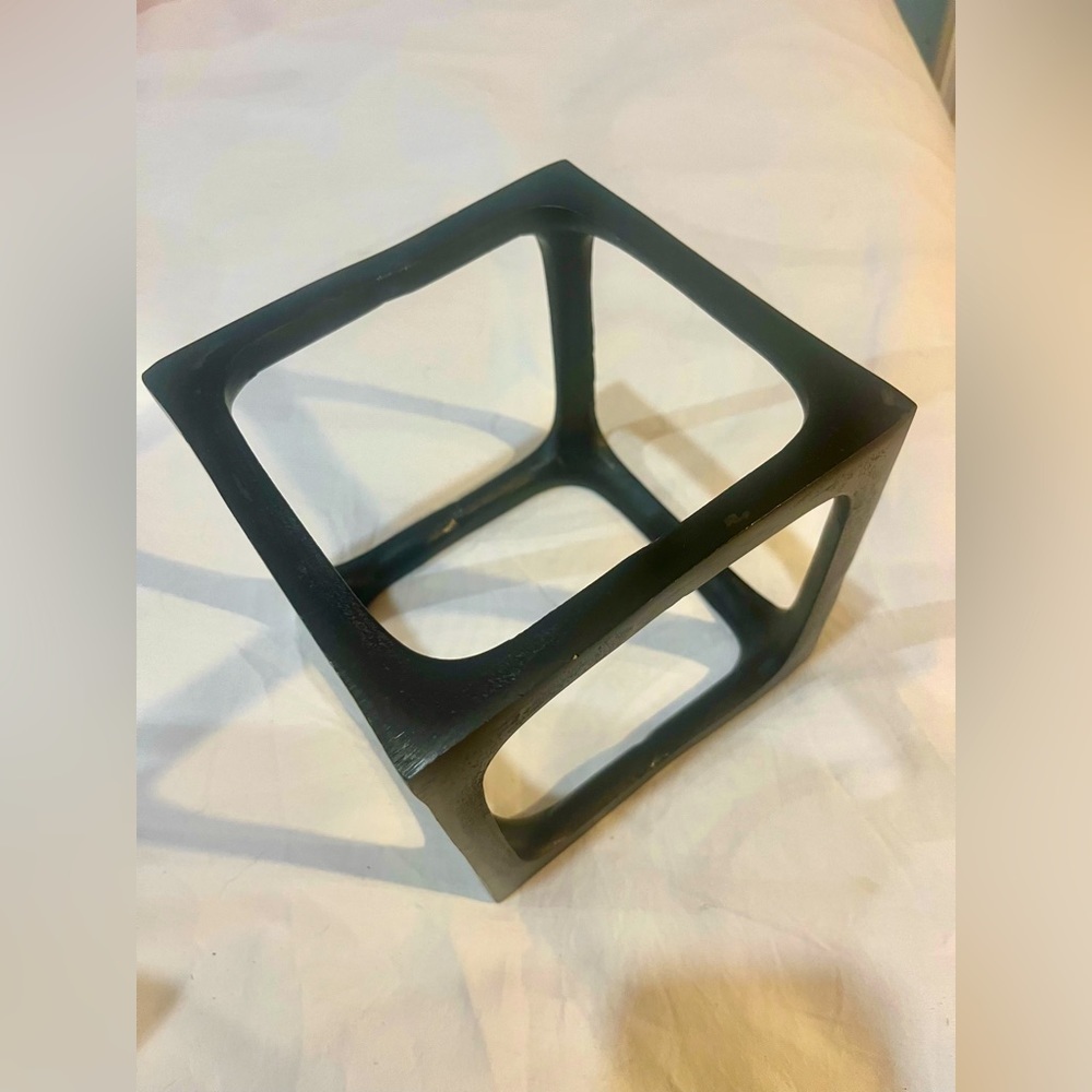 Sleek Black cube Geometric Accent Decor Urban Barn